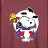 Women's - Peanuts - Snoopy Woodstock Vampire Lightweight French Terry Wide Neck Long Sleeve Shirt - 2 of 4