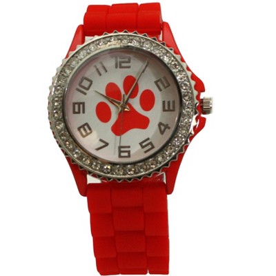 Olivia Pratt Every Day Silicone Paw and Rhinestones Colorful Women Watch