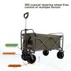 YONWAY 200Lbs Large Collapsible Folding Garden Cart Wagon with Drink Holders,with All-Terrain Wheels for Sand,Beach,Pet,Green - 4 of 4