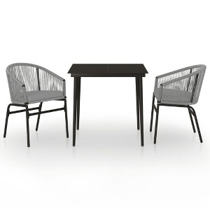 vidaXL Patio Dining Set Outdoor Garden Seat - 3 Piece, Gray, 31.5" Table Length - 1 of 4