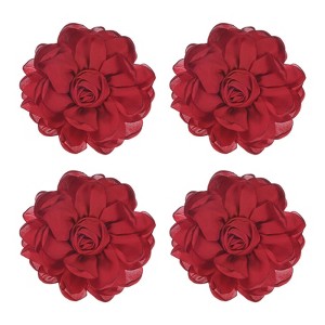 Unique Bargains Alloy Satin Fabric Big Rose Flower Dainty Brooches 4 Pcs - 1 of 4