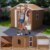 Brown Heavy-Duty Metal Outdoor Storage Shed with Windows, Lockable, All-Weather Waterproof Garden Tool Shed for Backyard or Lawn – Cuddlewood - 3 of 4