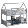 Dolonm Twin Over Twin House Floor Bunk Kid Bed with Headboards, Footboards, Guardrails & Ladder, Rubber Wood Solid Frame, 78.6"L x 43.1"W x 70.7"H - 2 of 4