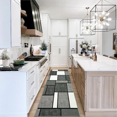 Machine Washable Area Rug Modern Geometric Low Pile Non Slip Non Shedding Indoor Carpet for Living Room Bedroom Office
