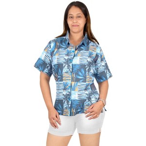 HAPPY BAY Women's Button Down Blouses Shirt Short Sleeve Womens Button Up Blouses Vacation Casual Summer Holiday Beach Hawaiian Tops - 1 of 4