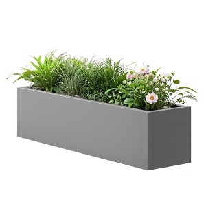 36*10*10 Inch Large Metal Rectangular Planter with Drainage Holes for Indoor/Outdoor Use - 1 of 4