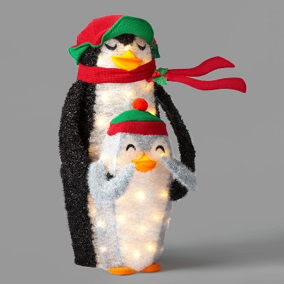 31in Incandescent Tinsel Penguins Christmas Novelty Sculpture - Wondershop™