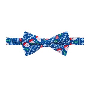 Jacob Alexander Men's Santa Claus Gifts Hearts Snowflakes Diagonal Pattern Pre-Tied Adjustable Banded Bow Tie - 1 of 2