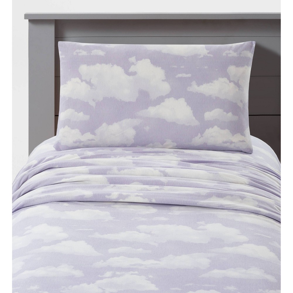 Teen Queen Cloud Jersey Sheet Set Light Purple - Makers Collective: Queen Size, Recycled Polyester & Cotton, OEKO-TEX Certified