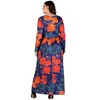 24seven Comfort Apparel Plus Size Navy Floral Print Long Sleeve Side Slit Maxi Dress - image 3 of 3