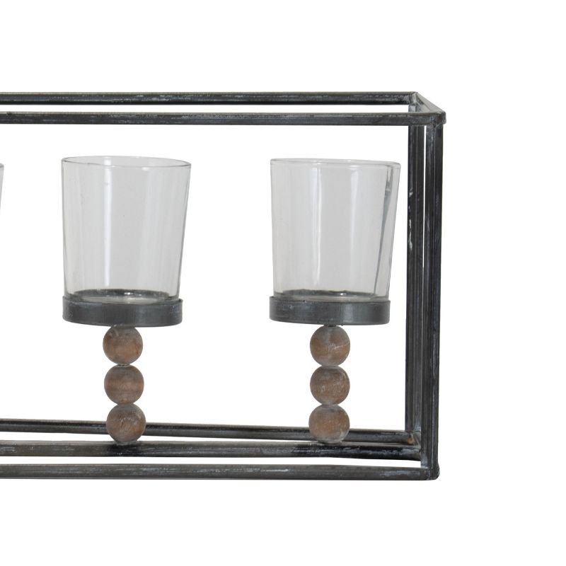Gray Metal 5 Votive Candle Holder with Glass Inserts - Foreside Home & Garden, 4 of 9