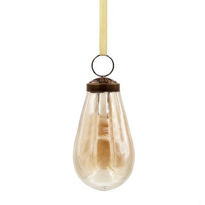 FURNIinspire Decorative Holiday Scene Props Set of 12 Glass Hanging Christmas Tree Ornament Luster Tear Drop Home Decor, Gold, 2"*2"*3.7"