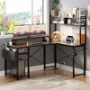 Aheaplus L Shaped Desk with Charging Staion and LED Light, Corner Computer Desk with Hutch and Monitor Stand - 4 of 4