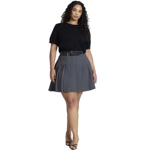 ELOQUII Women's Plus Size Pleated Mini Skirt - 1 of 4