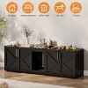 Cat Litter Box Enclosure for 2 Cats,  Wooden Litter Box Cabinet, Large Enclosed Cat Box Furniture with Storage Shelf, Soft Cushion - 3 of 4