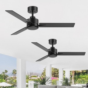 Airsurfer 2pcs 48-inch 3-Blade Black Ceiling Fan with Remote without Light - 1 of 4