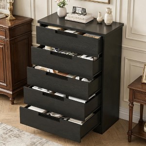 COZONY 5 Drawer Dresser for Bedroom, Black Wooden Chest of Drawers with  Embedded Handles, Storage Organizer for Living Room Nursery Hallway  Entryway : Target