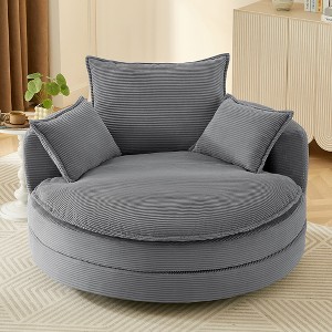 Moda Furnishings 360° Swivel Sofa 57.5" Accent Barrel Chair  with Dual-layer Cushion Design and 3 Removable Pillows for Living Room and  Bedroom - 1 of 4