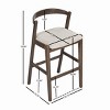 30" Bar Height Rubberwood Bar Stools Set of 2 with Upholstered Seat,Curved Back & Footrest for Kitchen Island or Home Bar-Baofuwish - 4 of 4