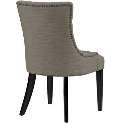 Elegant Granite Tufted Side Chair with Nailhead Trim and Wood Legs