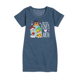 Girls' - Paw Patrol - Loves Earth Graphic Short Sleeve Fleece Dress - 1 of 4