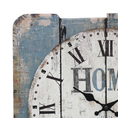 15.7" Blue and White Farmhouse Wooden Wall Clock