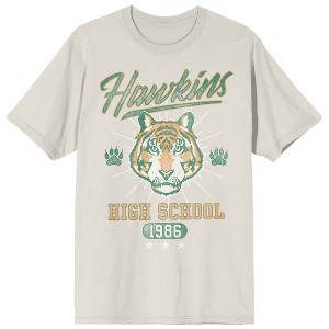 Stranger Things Hawkins High School 1986 Adult Sand Crew Neck Short Sleeve T-shirt - 1 of 4
