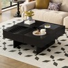 HDZNVF Mid Century Modern Coffee Table, Unique Square Wooden Coffee Table with 3 Drawers - 2 of 4