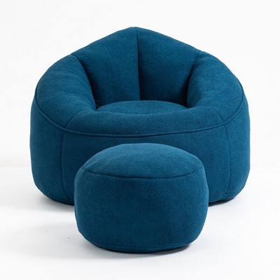 NicBex Bean Bag Chair Floor Chair with Padded Foam Padding Compressed Bean Bag, Upholstered Footrest for Living Room, Bedroom