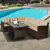 Tangkula 3PCS Rattan Dining Sofa Set w/6 Cushioned Seats Patio Furniture - 2 of 4