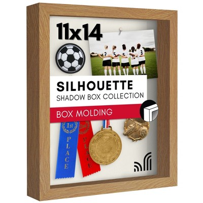 Americanflat 11x14 Shadow Box Frame in Oak with Soft Linen Back - Composite Wood with Polished Glass for Wall and Tabletop