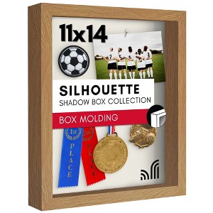 Americanflat 11x14 Shadow Box Frame in Oak with Soft Linen Back - Composite Wood with Polished Glass for Wall and Tabletop - 1 of 4