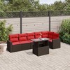 vidaXL 7 Piece Garden Sofa Set with Cushions Brown Poly Rattan - Brown - 2 of 4