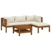 vidaXL Garden Lounge Set Cream Solid Acacia wood, Polyester Medium - 2 of 4