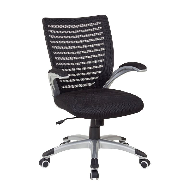 Mesh Seat and Screen Back Managers Chair with Padded Silver Arms Base - OSP Home Furnishings, 1 of 5