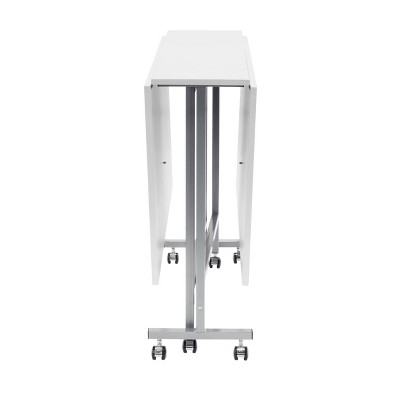 Sew Ready Silver White Folding Craft Table with Locking Wheels