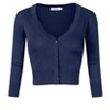 Women's Classic 3/4 Sleeve Open Front Cropped Cardigan Sweater Lightweight Knit Short Shrugs - 2 of 4