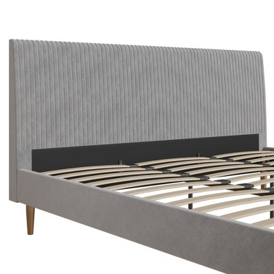 Daphne King-Sized Light Gray Velvet Upholstered Bed with Tufted Headboard
