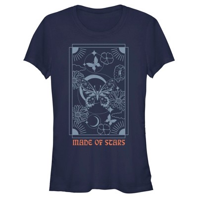 Juniors Womens Lost Gods Made Of Stars Butterfly T-shirt - Navy Blue ...