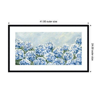 Hydrangea Meadow Blue and White Framed Wall Art Print