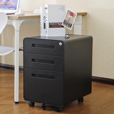 YONWAY 3 Drawer File Cabinet with Lock,Mobile Storage Cabinet,with Anti-tilt Wheels,for Legal/Letter/A4/F4 Size,for Home Office and School