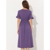Allegra K Women's Summer V Neck Button Flutter Sleeve Smocked High Waist Midi Dress - 3 of 4