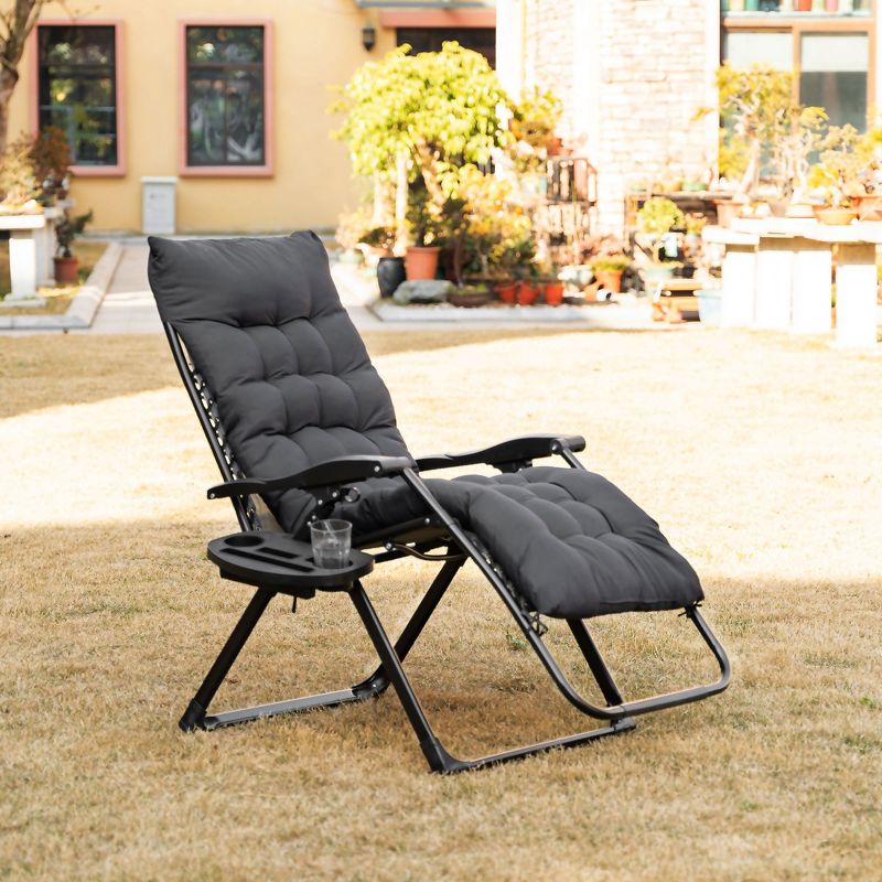 Outsunny Padded Zero Gravity Chair, Folding Recliner Chair, Patio Lounger with Cup Holder, Cushion for Outdoor, Patio, Deck, and Poolside, 2 of 7