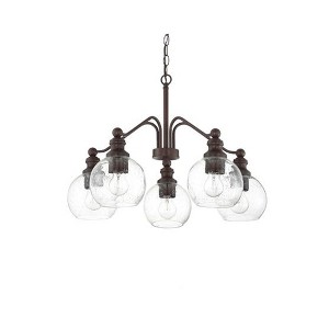Sunset Oriana 5 Light Chandelier, Clear Seeded Glass Globe Shades,  Provincial Bronze Finish - 1 of 3