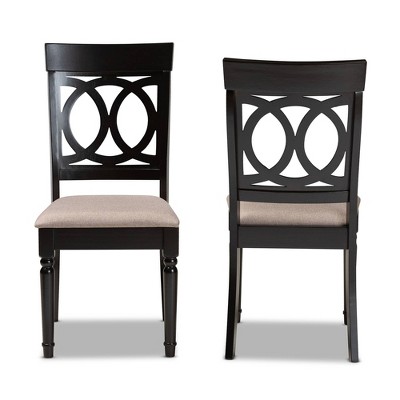 Lucie Sand and Dark Brown Wood Dining Chair Set