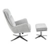 Chenille Upholstery Swivel Accent Chair with Ottoman, High-Density Foam, Attached Cushions and Silver Finish Base - 3 of 4