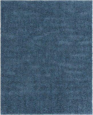 Marine Blue Braided Shag 8' x 10' Synthetic Area Rug