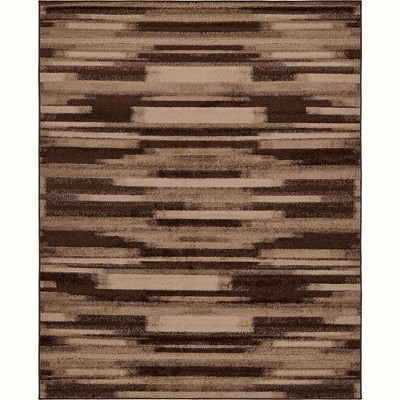 Equinox Beige & Dark Brown 8' x 10' Stain-Resistant Area Rug