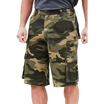 Boulder Creek by KingSize Men's Big & Tall  12" Side-Elastic Stacked Cargo Pocket Shorts