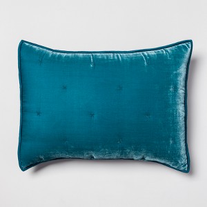 Teal Velvet Tufted Stitch Sham (Standard) - Opalhouse , Size: standard sham, Blue